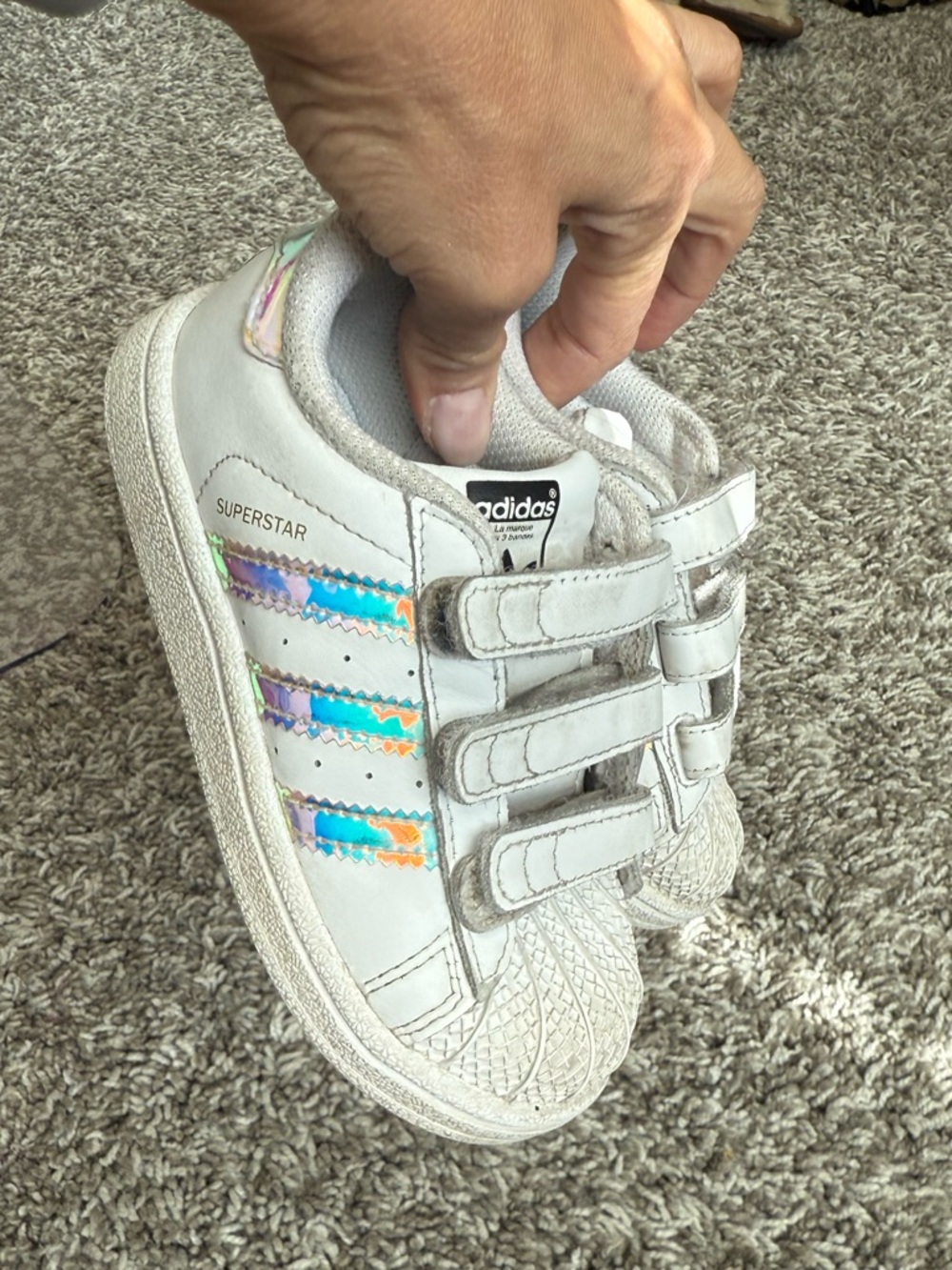 Adidas Superstar Iridescent Three Velcro Strap size 8K